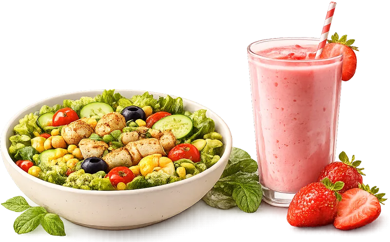 Salad with mango juice