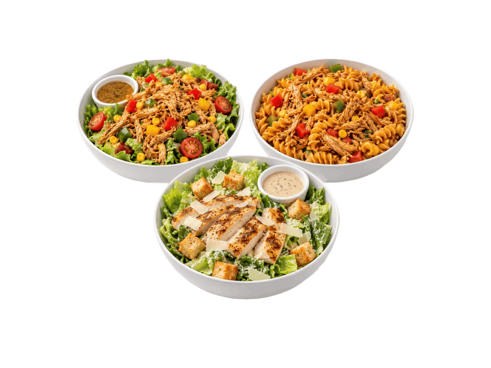 Pack of 3  Salads (Shredded Chicken ,Caesar Chicken,Taco chicken pasta)