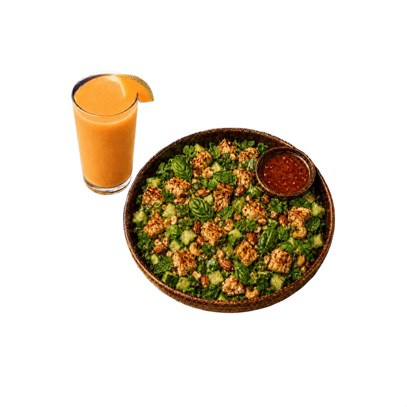 Thai Basil Chicken with Muskmelon Juice