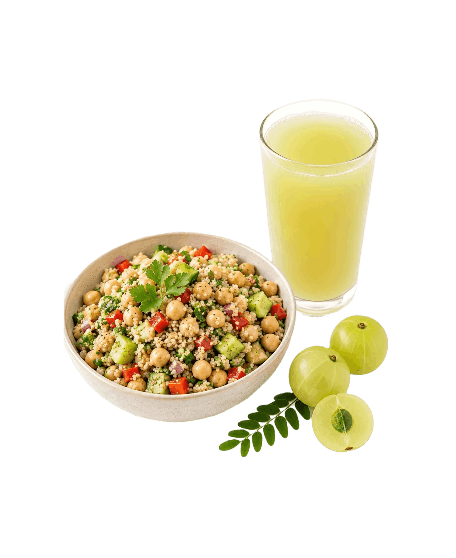 Quinoa Chickpea Salad with Amla Juice