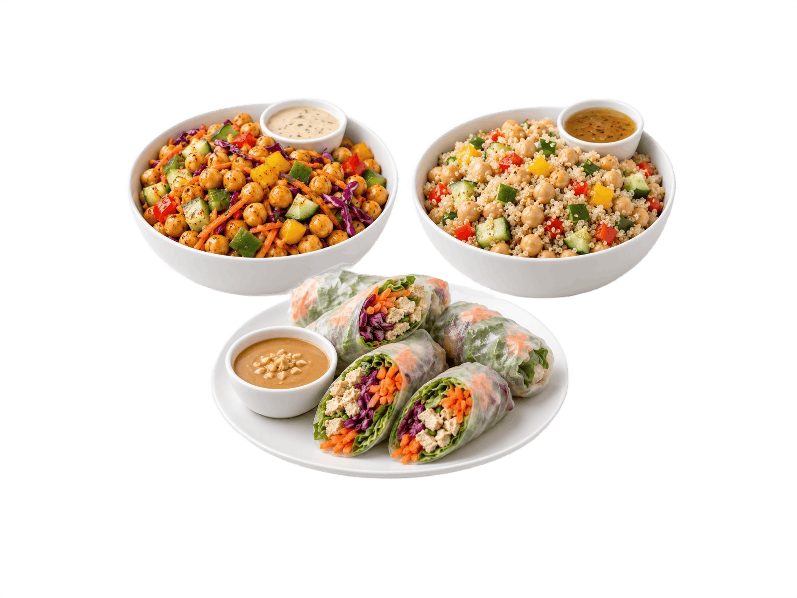 Pack of 3 Salads (Mediterranean Chickpea ,Quinoa Chickpea,Vietnamese Spring Roll)