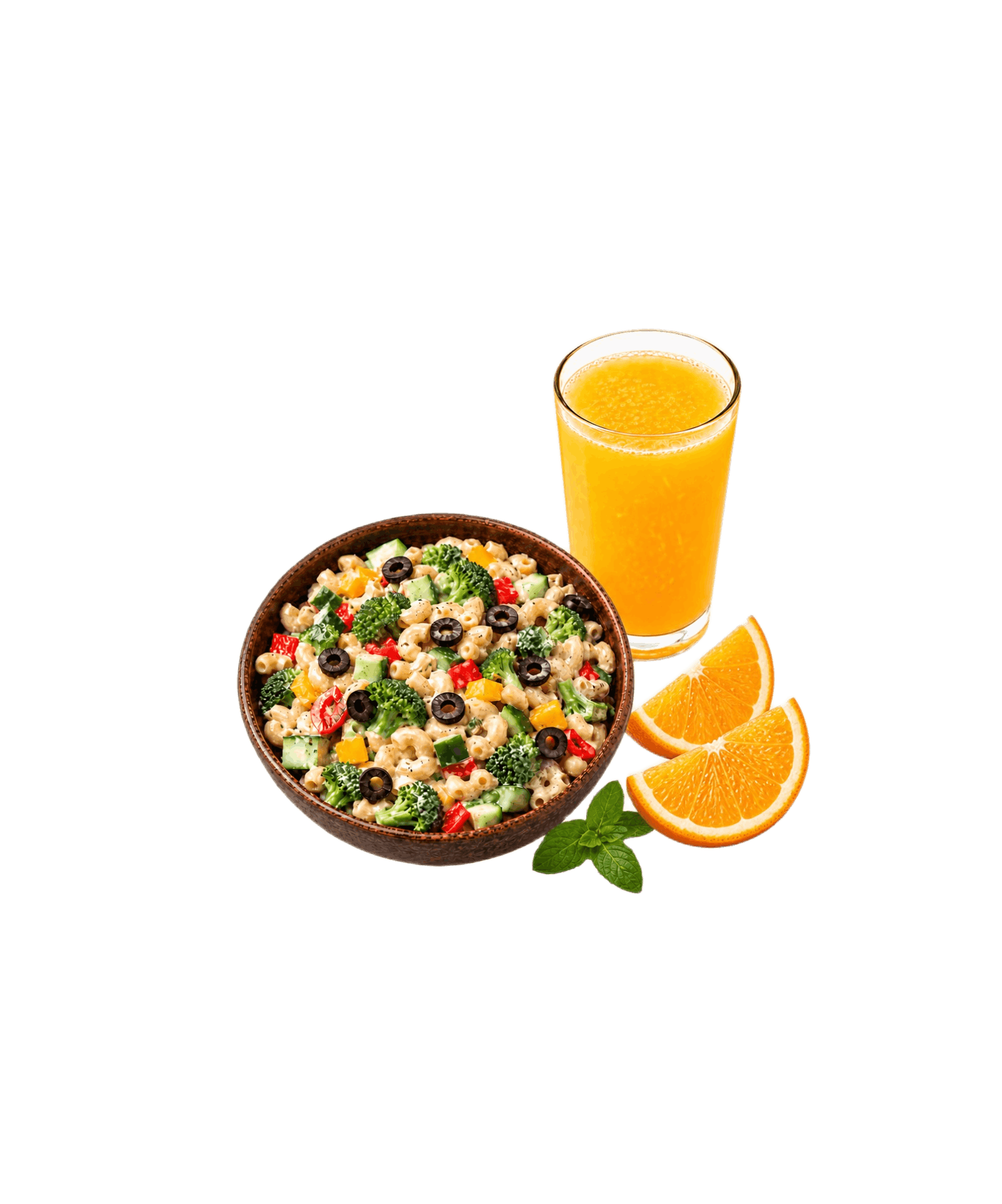 Broccoli Millet Pasta Salad with Orange Juice