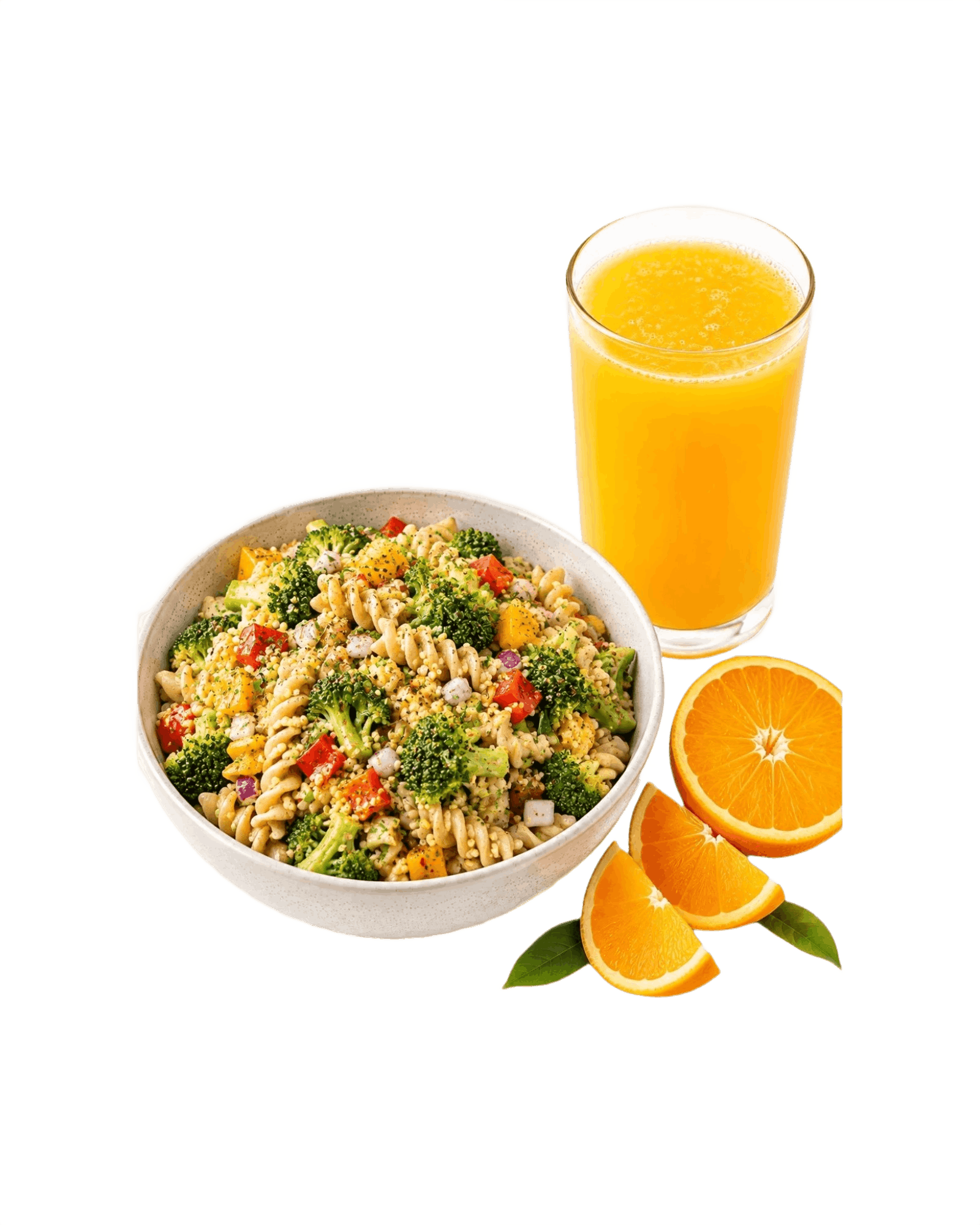 Broccoli Millet Pasta Salad with Orange Juice