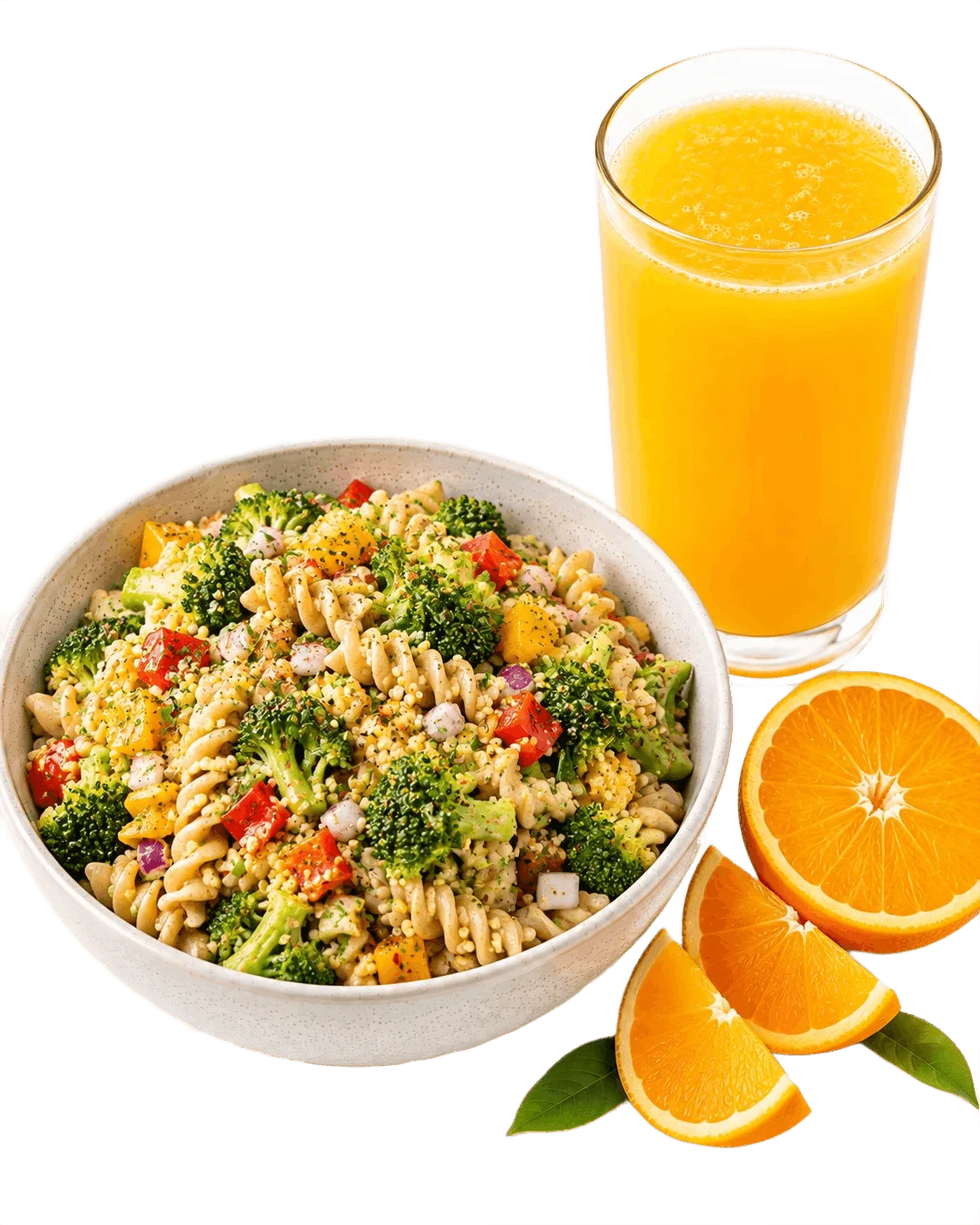 Broccoli Millet Pasta Salad with Orange Juice