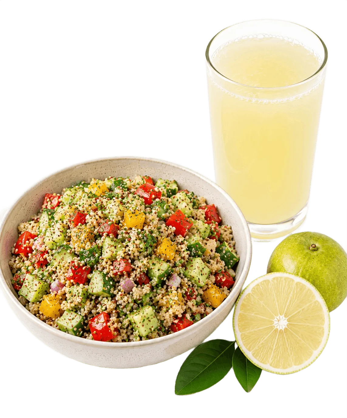 Quinoa Chickpea Salad with Sathukudi Juice